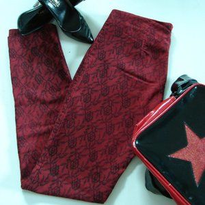 Red Lace Print Pants Black Lace Print Pants 7/8 Luna Chix Tapered Zip Back